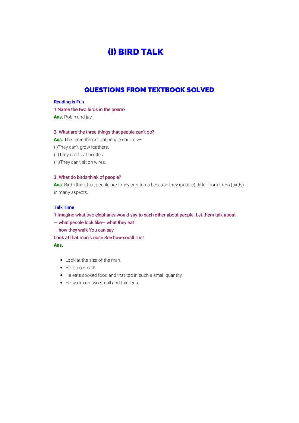 NCERT Solution For Class 3 English - Page 5
