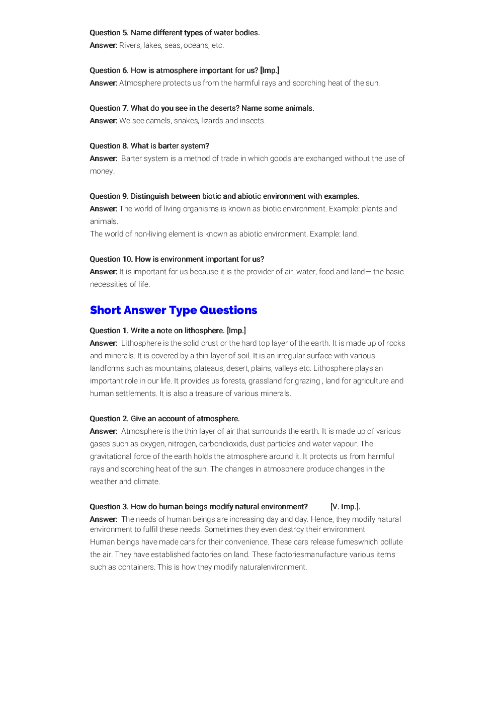 NCERT Solution For Class 7 Our Environment - Page 4