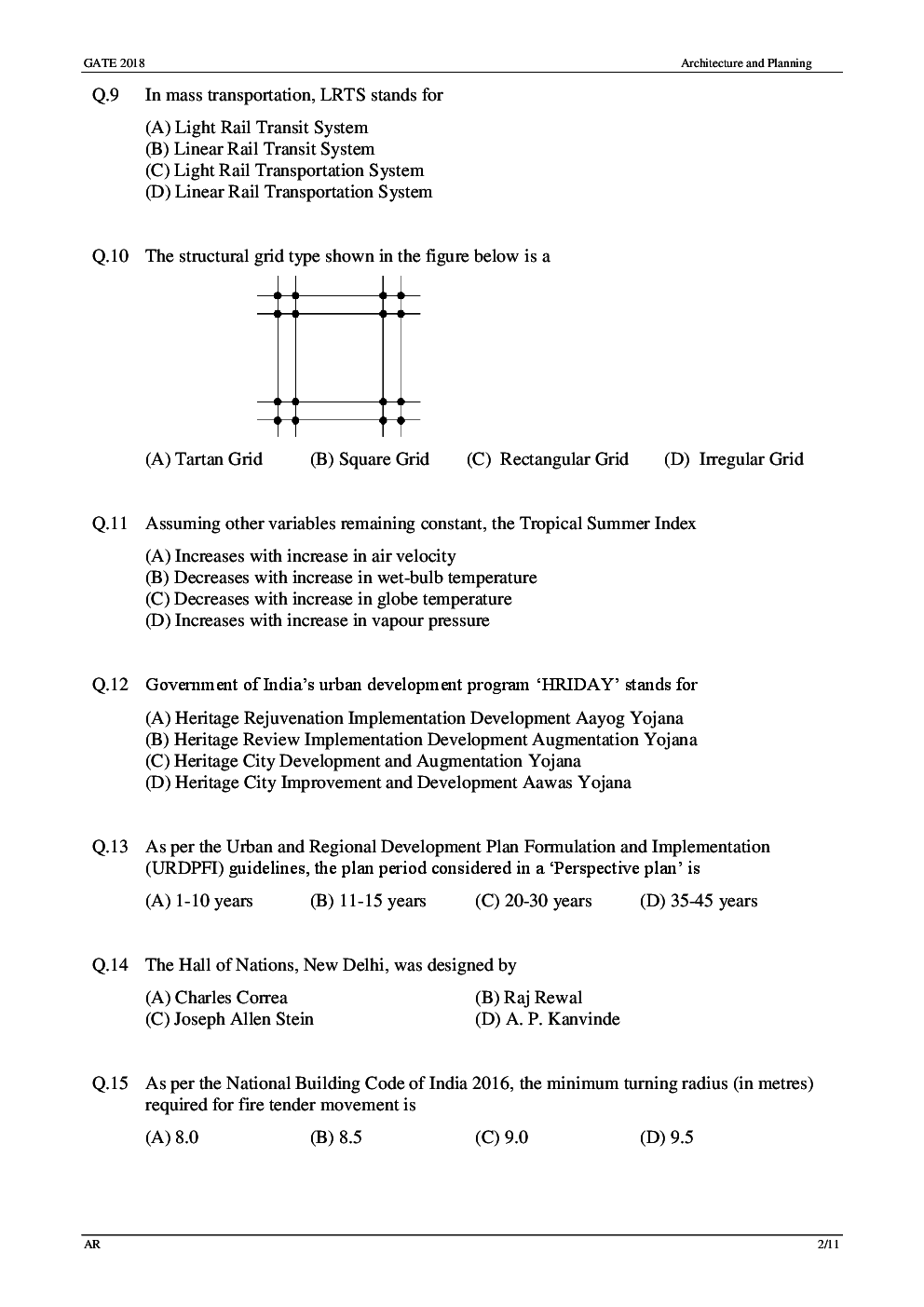 GATE Previous Year Question Paper With Solution Architecture And Planning 2018 - Page 5