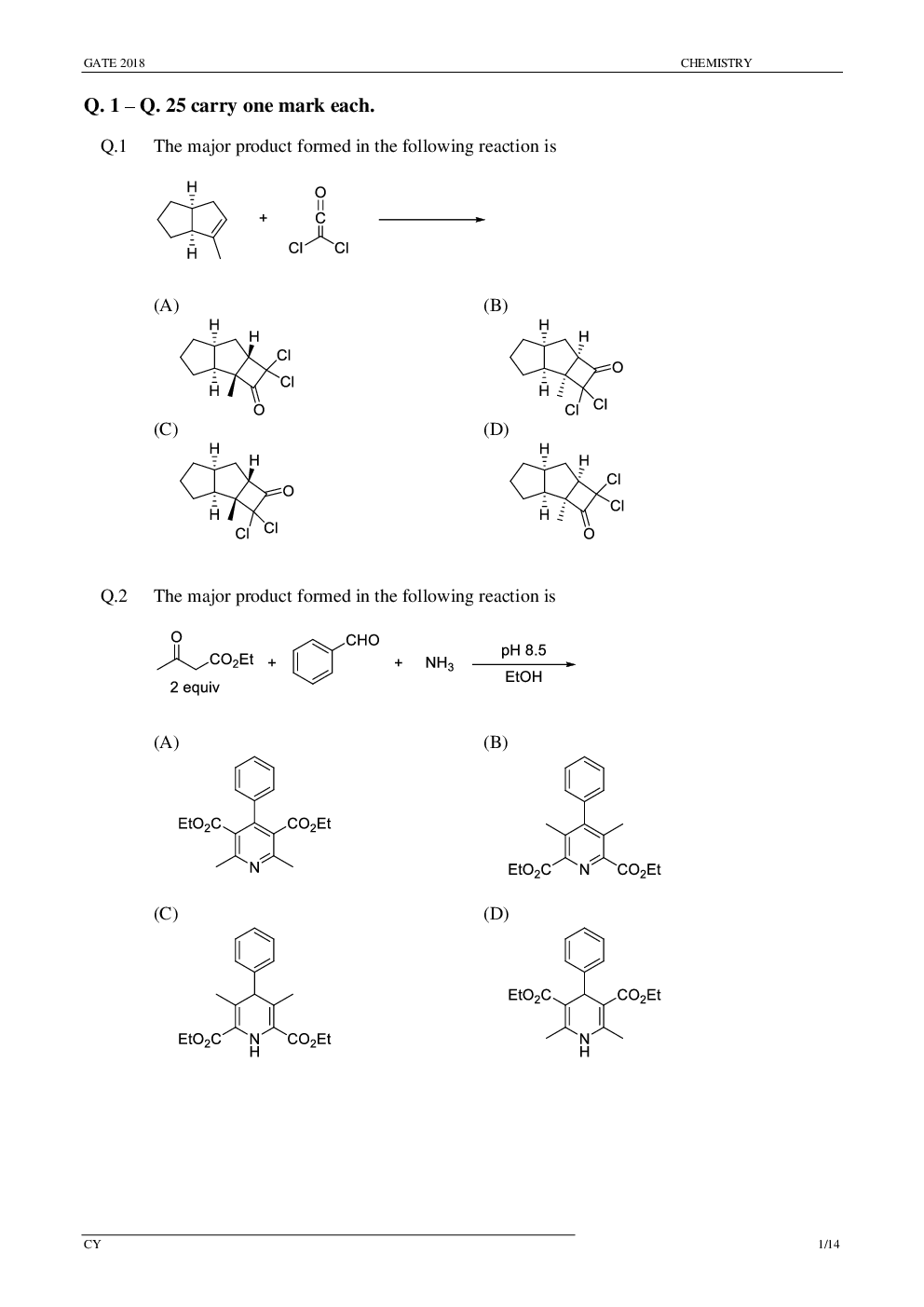 GATE Previous Year Question Paper With Solution Chemistry 2018 - Page 4