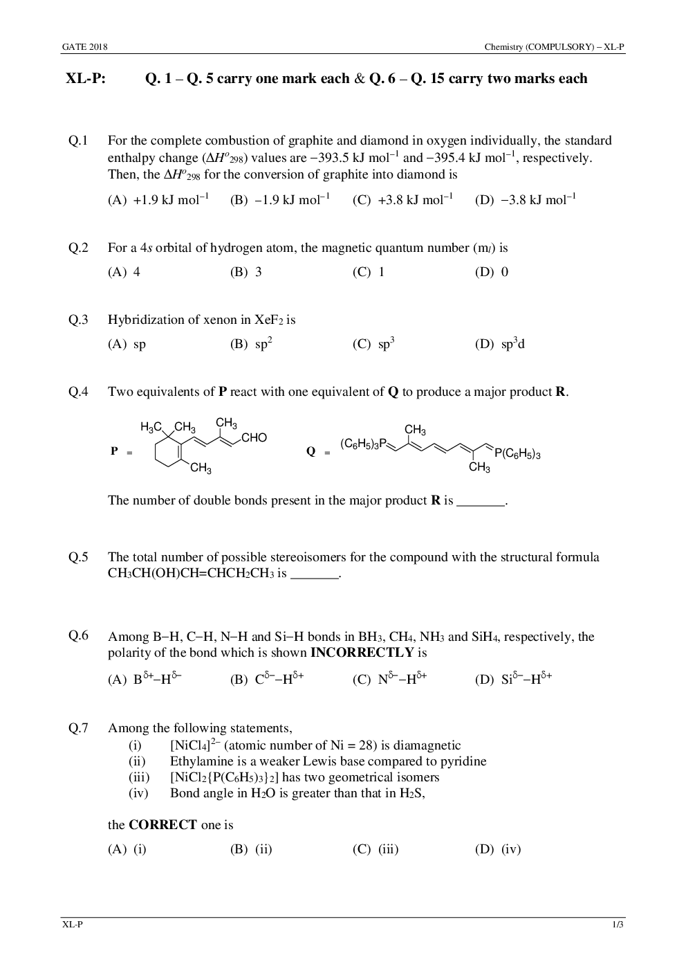 GATE Previous Year Question Paper With Solution Life Sciences 2018 - Page 4