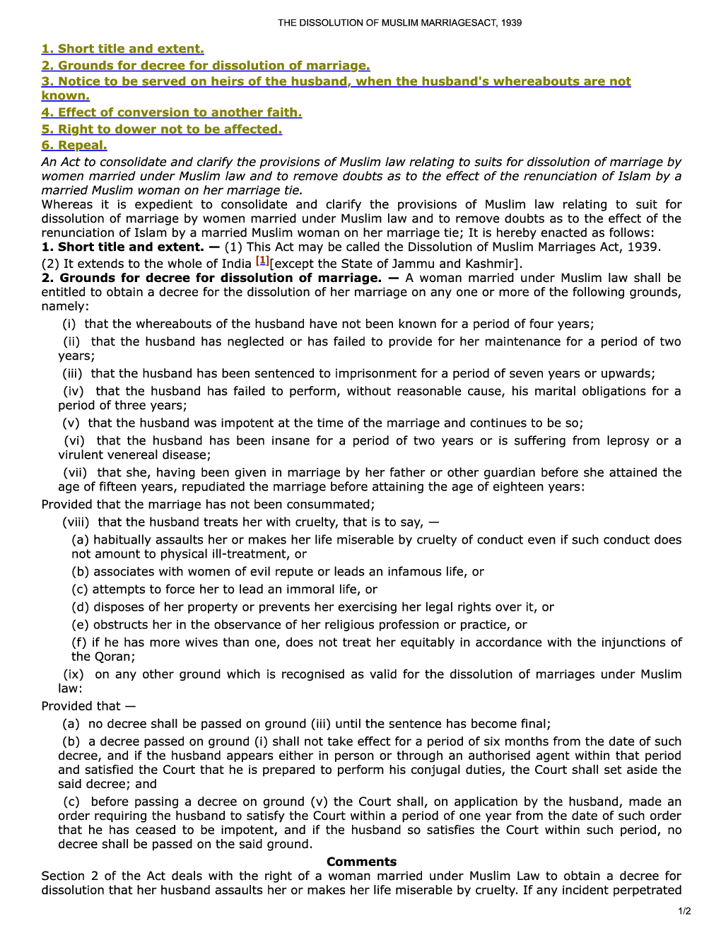 The Dissolution Of Muslim Marriages Act, 1939 - Page 2