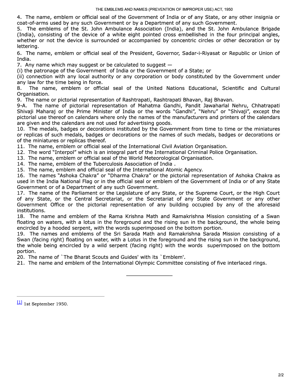 The Emblems And Names (Prevention Of Improper Use) Act, 1950 - Page 3