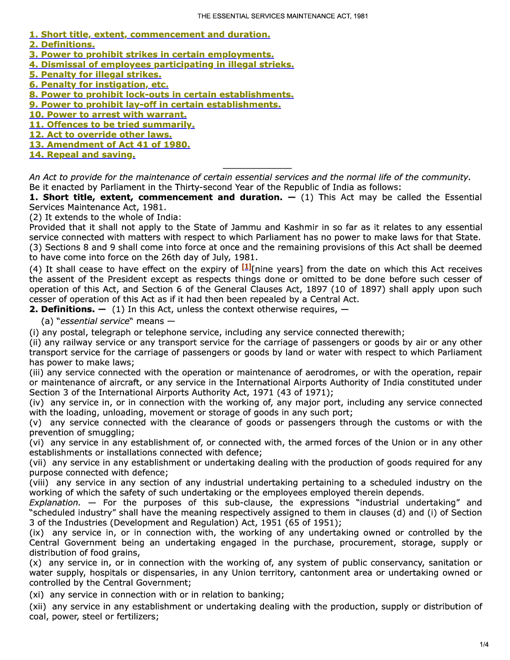 The Essential Services Maintenance Act, 1981 - Page 2