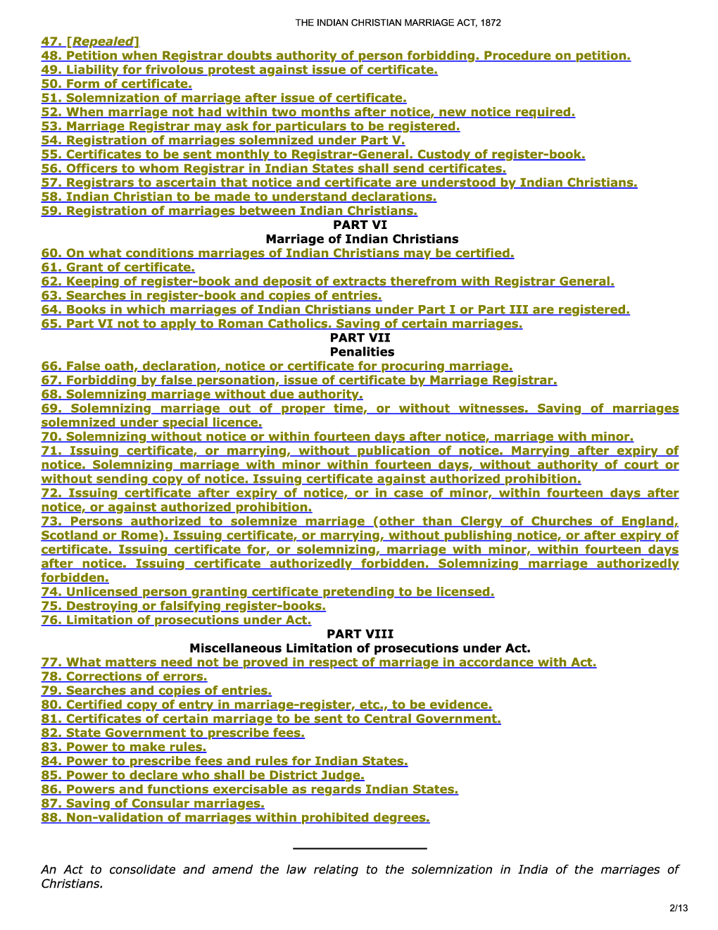 The Indian Christian Marriage Act, 1872 - Page 3