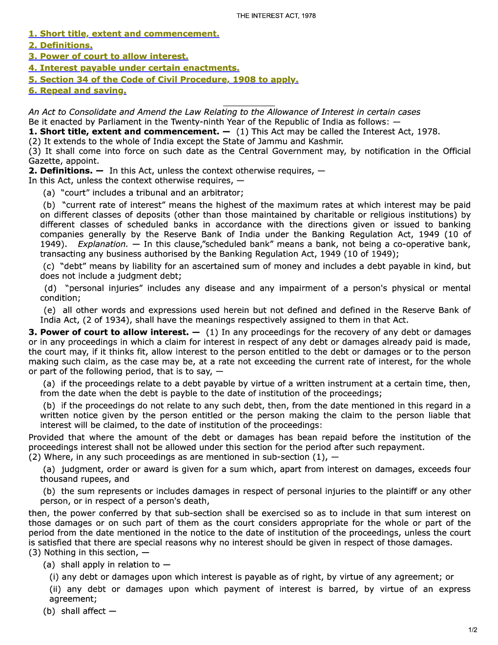 The Interest Act, 1978 - Page 2