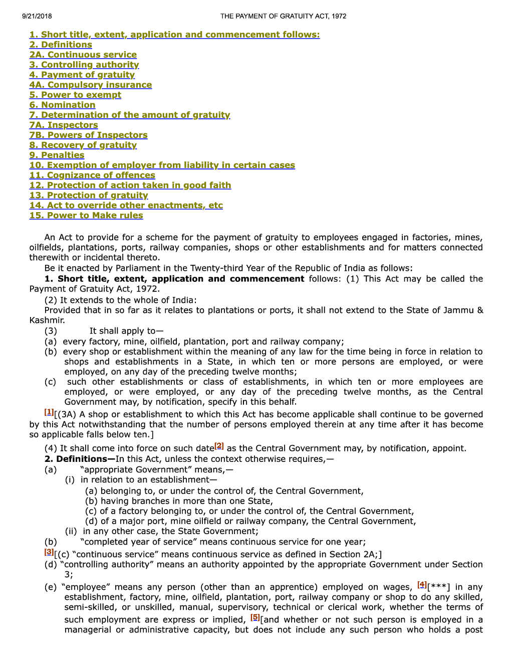 The Payment Of Gratuity Act, 1972 - Page 2
