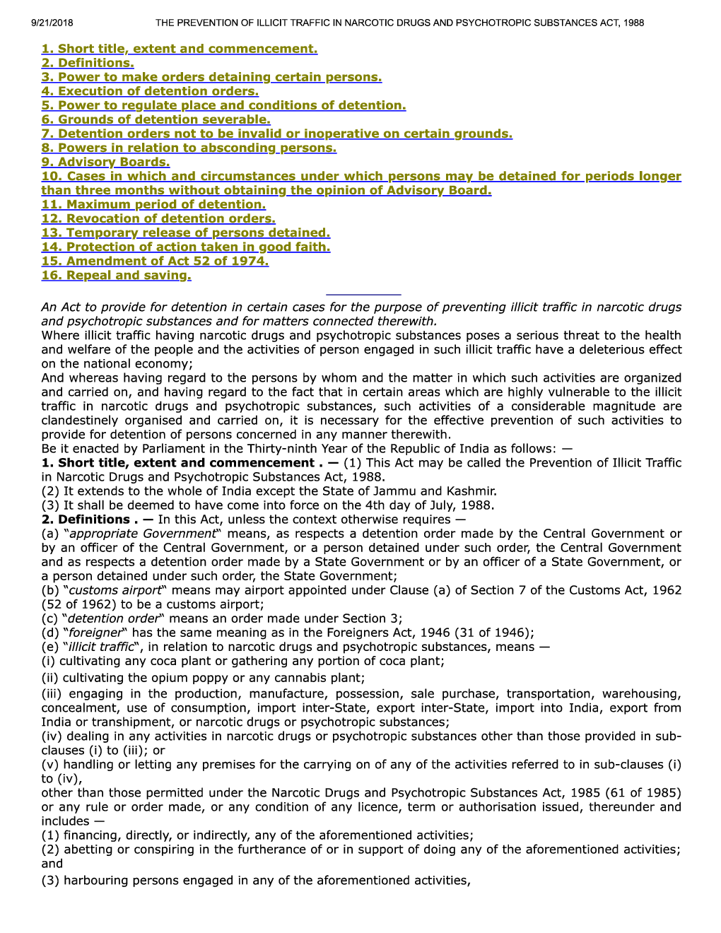 The Prevention Of Illicit Traffic In Narcotic Drugs And Psychotropic Substances Act, 1988 - Page 2