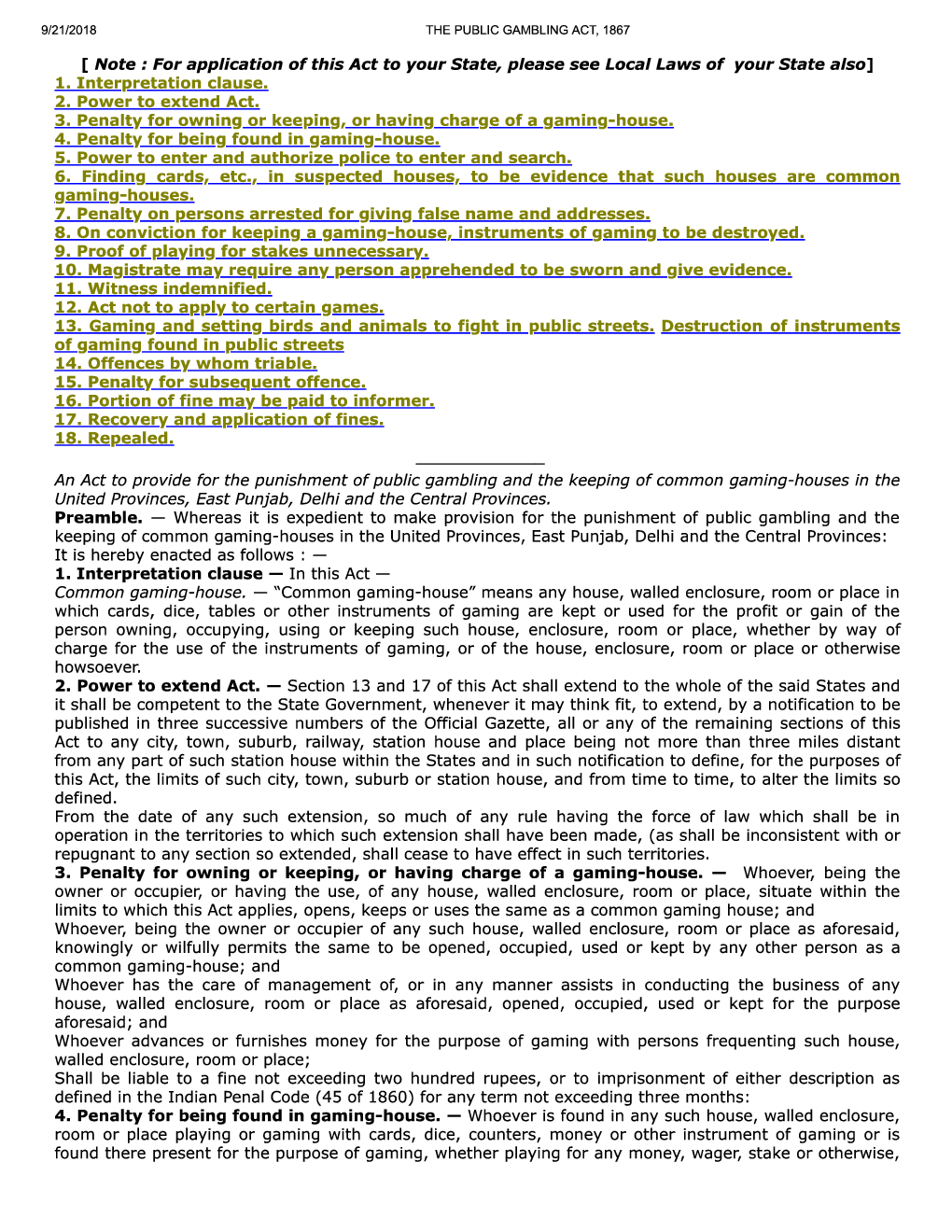 The Public Gambling Act, 1867 - Page 2