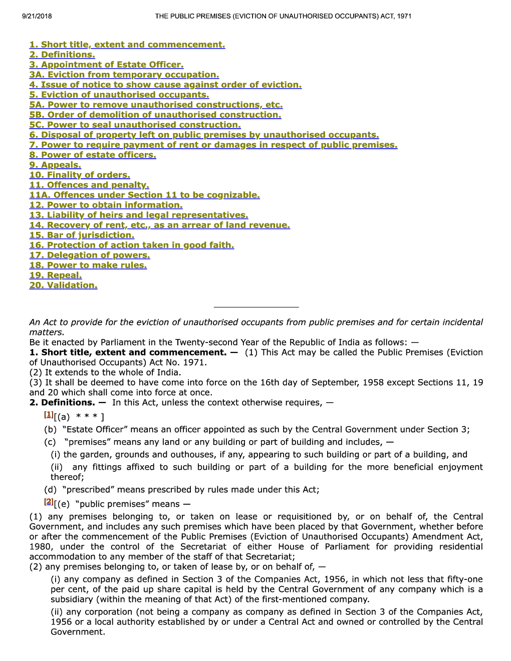 The Public Premises (Eviction Of Unauthorised Occupants) Act, 1971 - Page 2