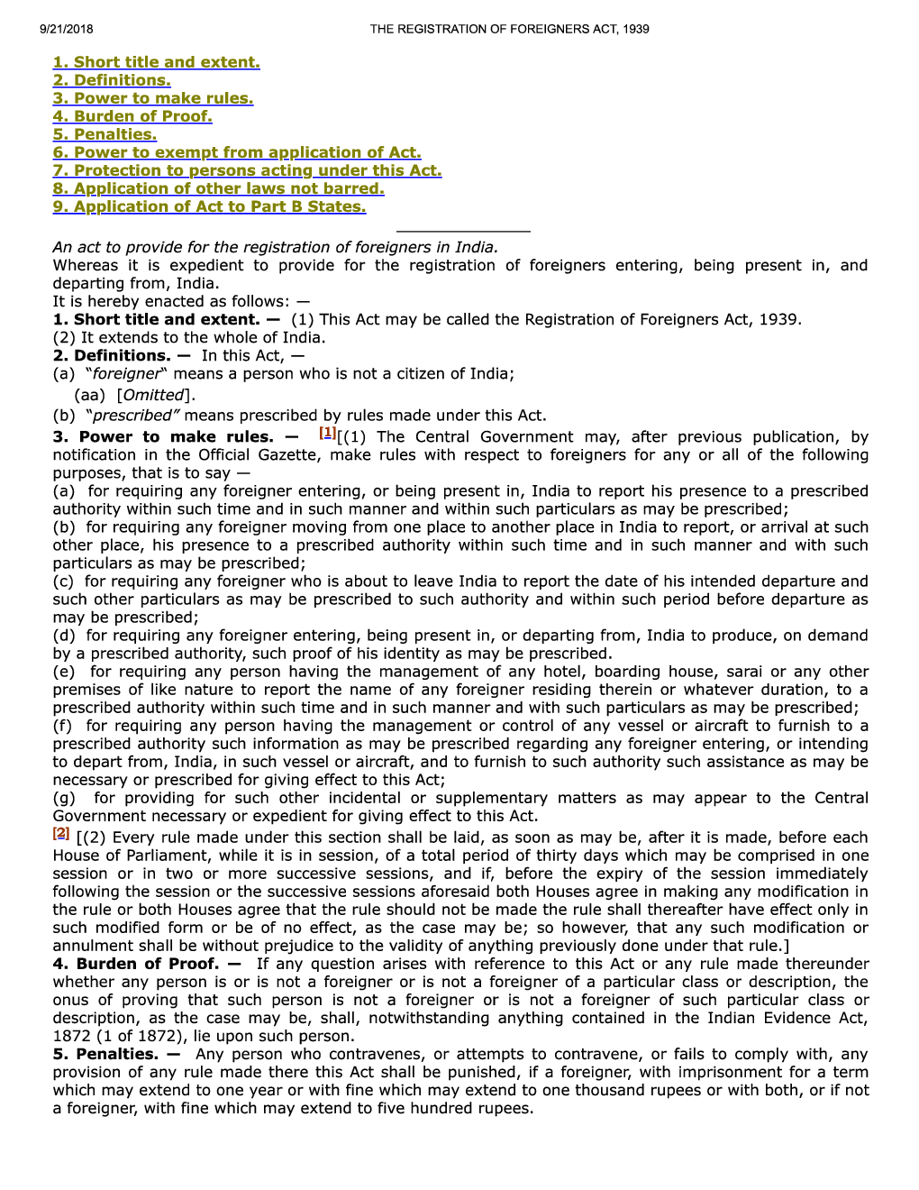 The Registration Of Foreigners Act, 1939 - Page 2