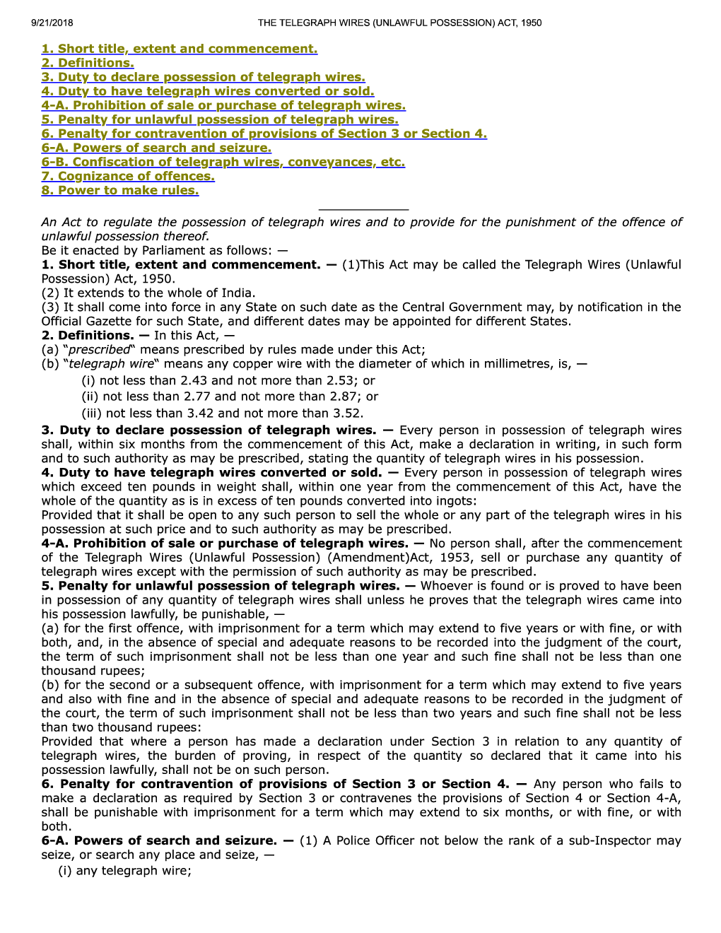 The Telegraph Wires (Unlawful Possession) Act, 1950 - Page 2