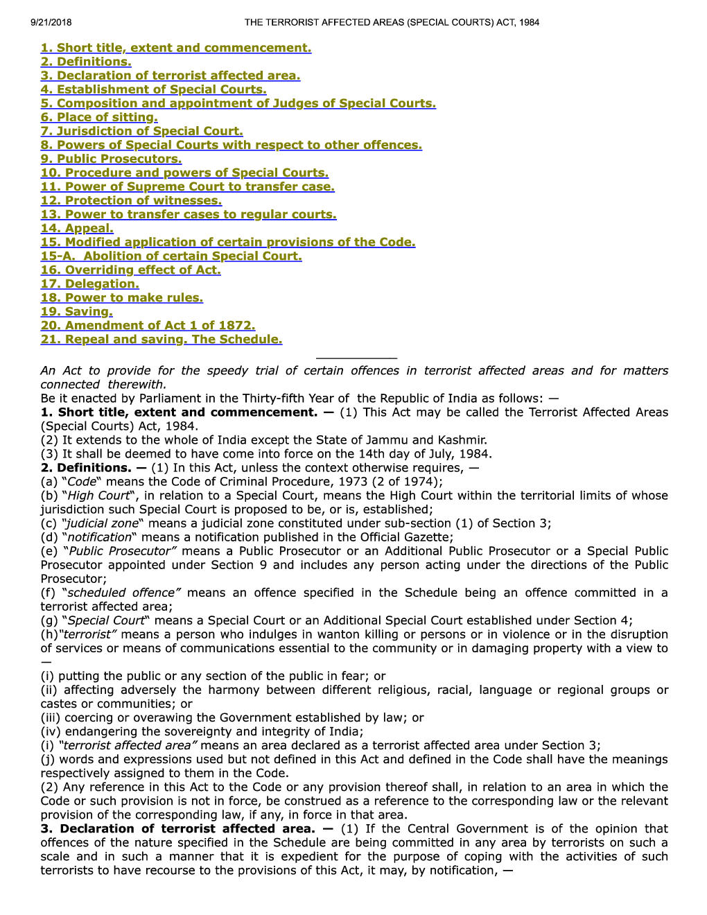 The Terrorist Affected Areas (Special Courts) Act, 1984 - Page 2