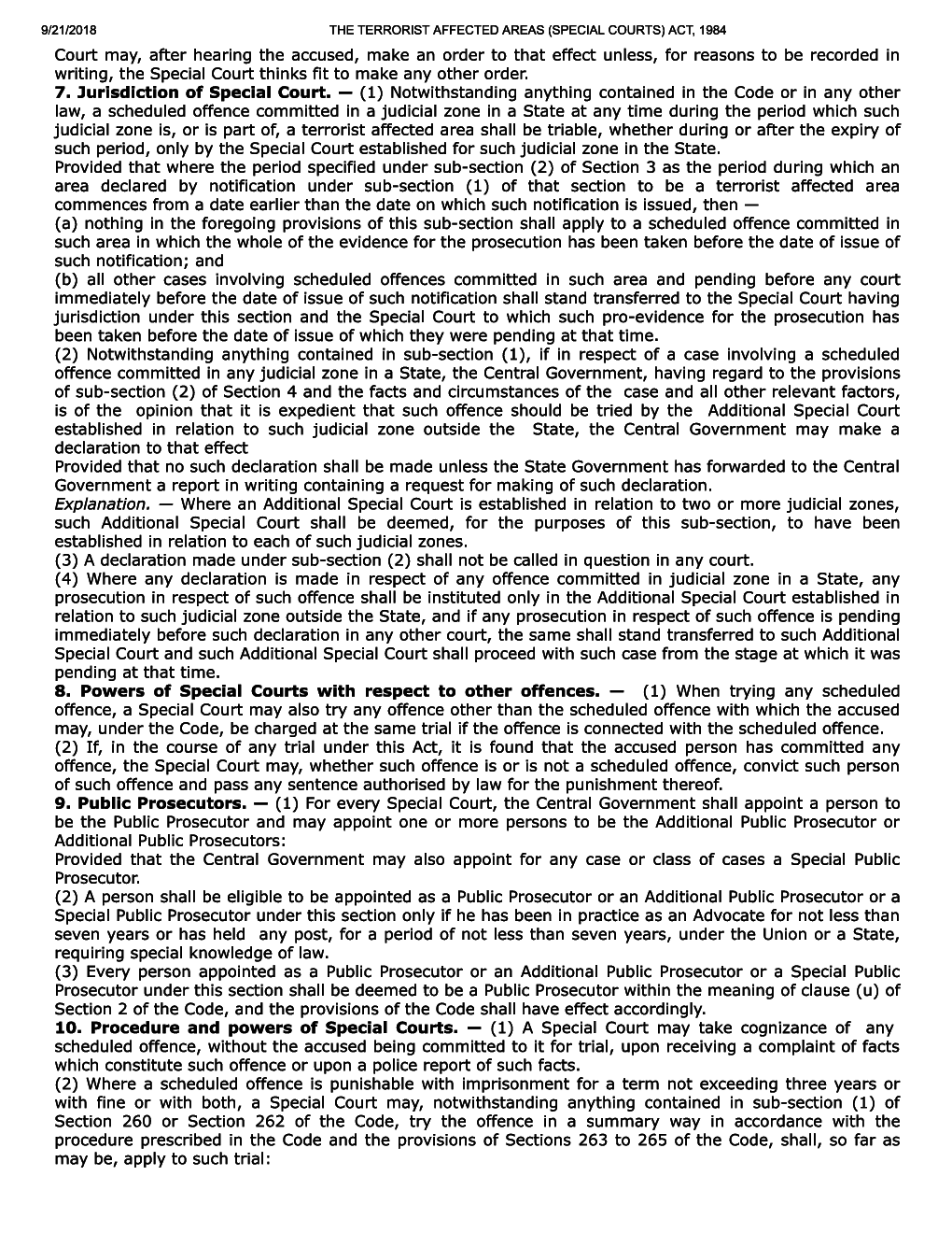 The Terrorist Affected Areas (Special Courts) Act, 1984 - Page 4