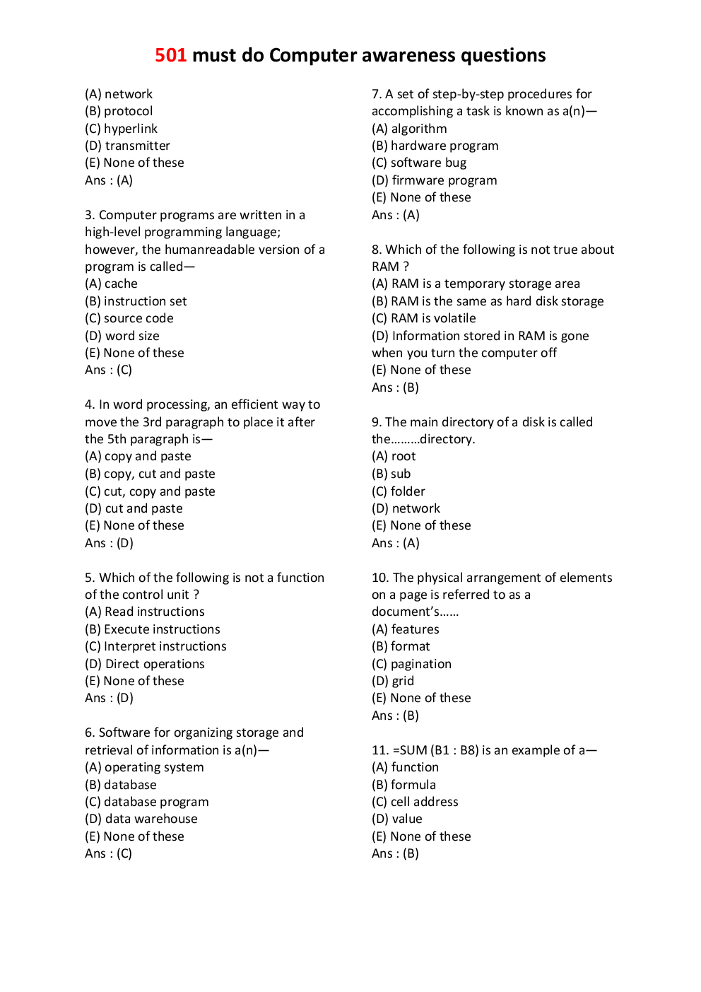 501 Must Do Computer Awareness Objective Questions & Answer - Page 4