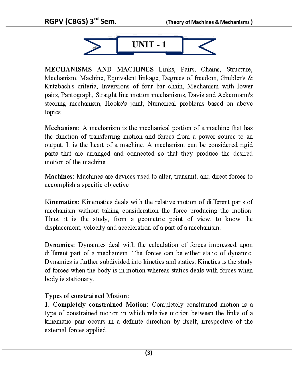 Theory of Machines & Mechanisms For BE 3rd Sem Mechnical Engineering - Page 4