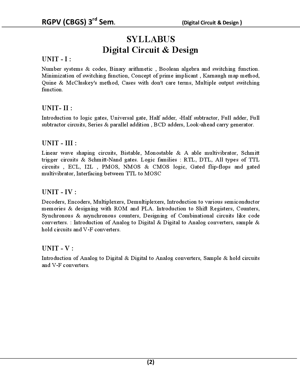 Digital Circuit & Design For BE 3rd Sem Computer Science Engineering - Page 3