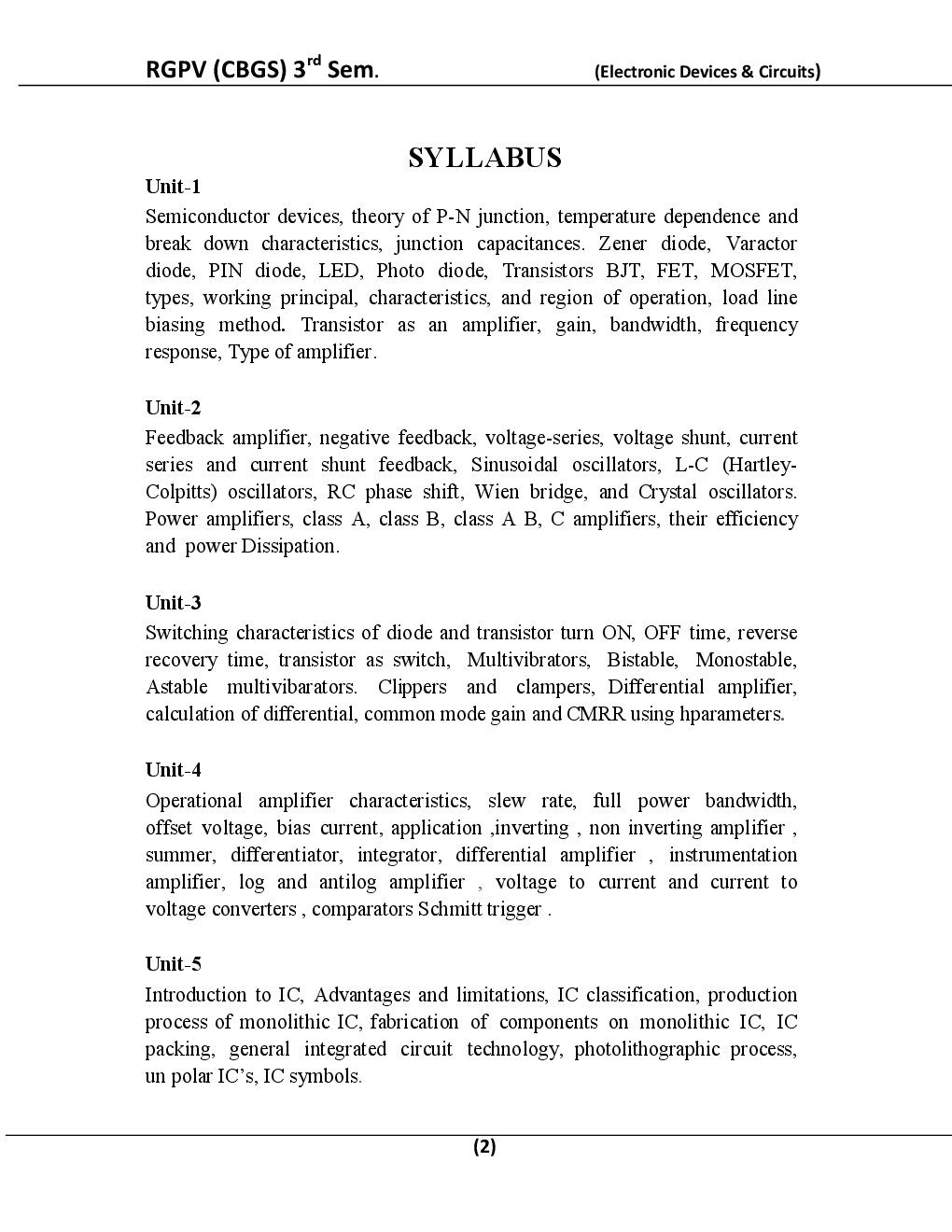 Electronic Devices & Circuits For BE 3rd Sem Computer Science Engineering - Page 3