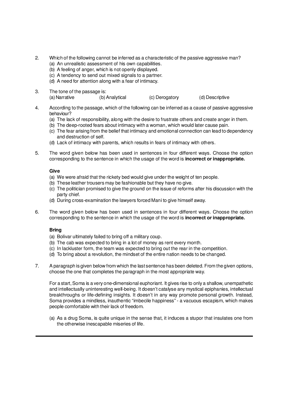 CAT Mock Test Paper - 5 Questions & Explanations - Page 3