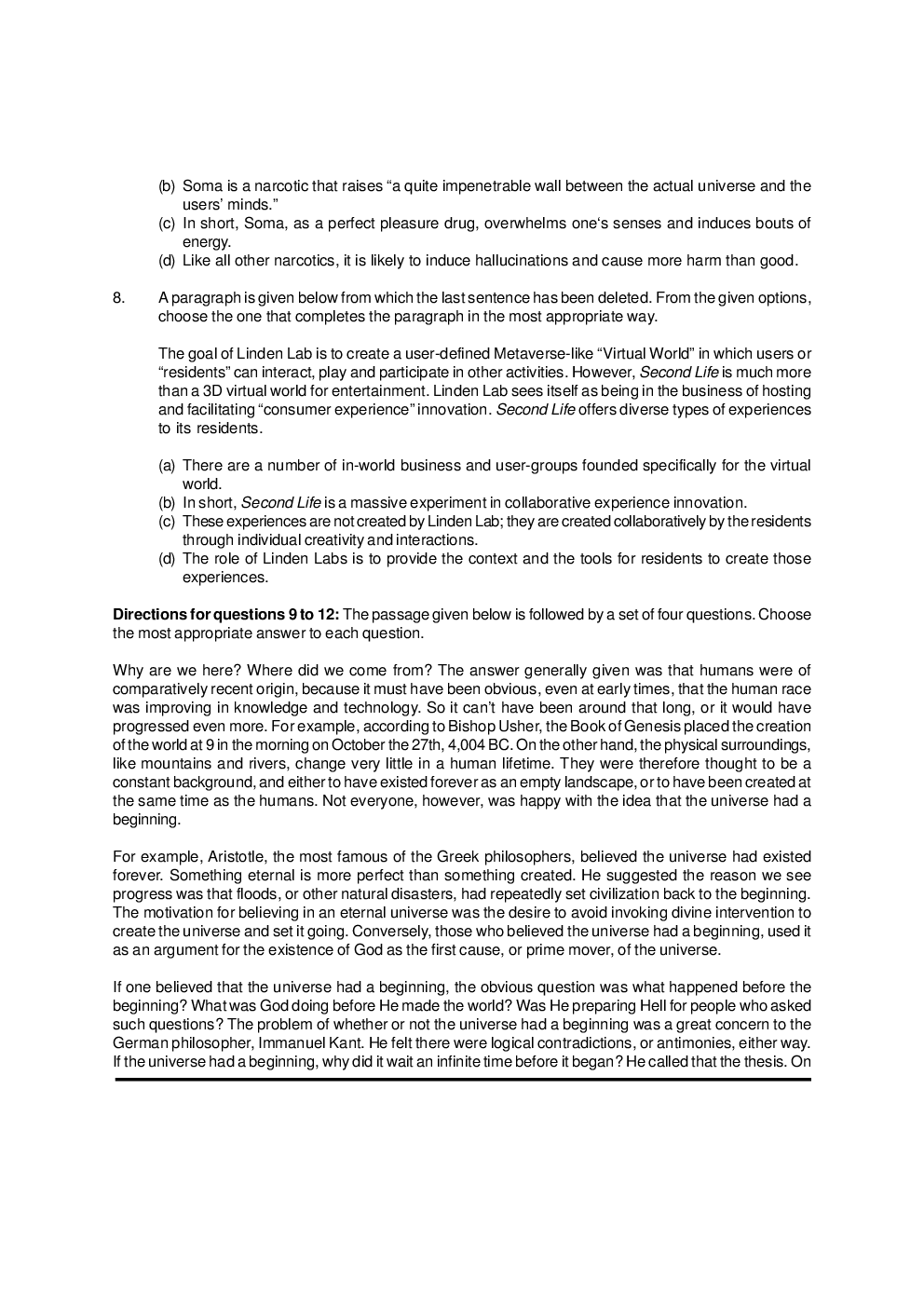 CAT Mock Test Paper - 5 Questions & Explanations - Page 4