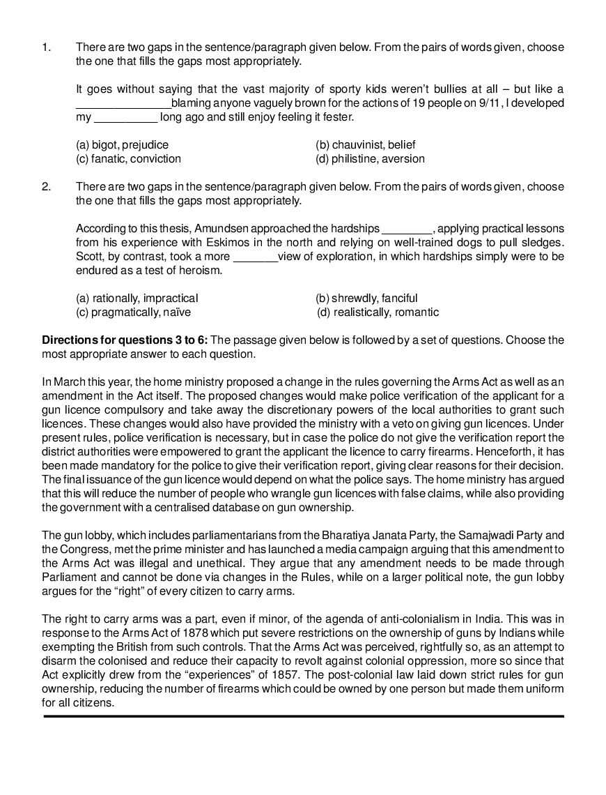 CAT Mock Test Paper - 9 Questions & Explanations - Page 2