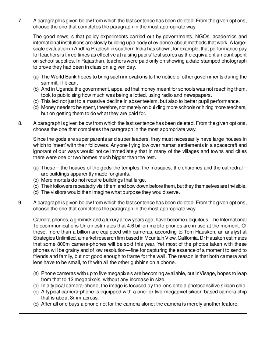 CAT Mock Test Paper - 9 Questions & Explanations - Page 4