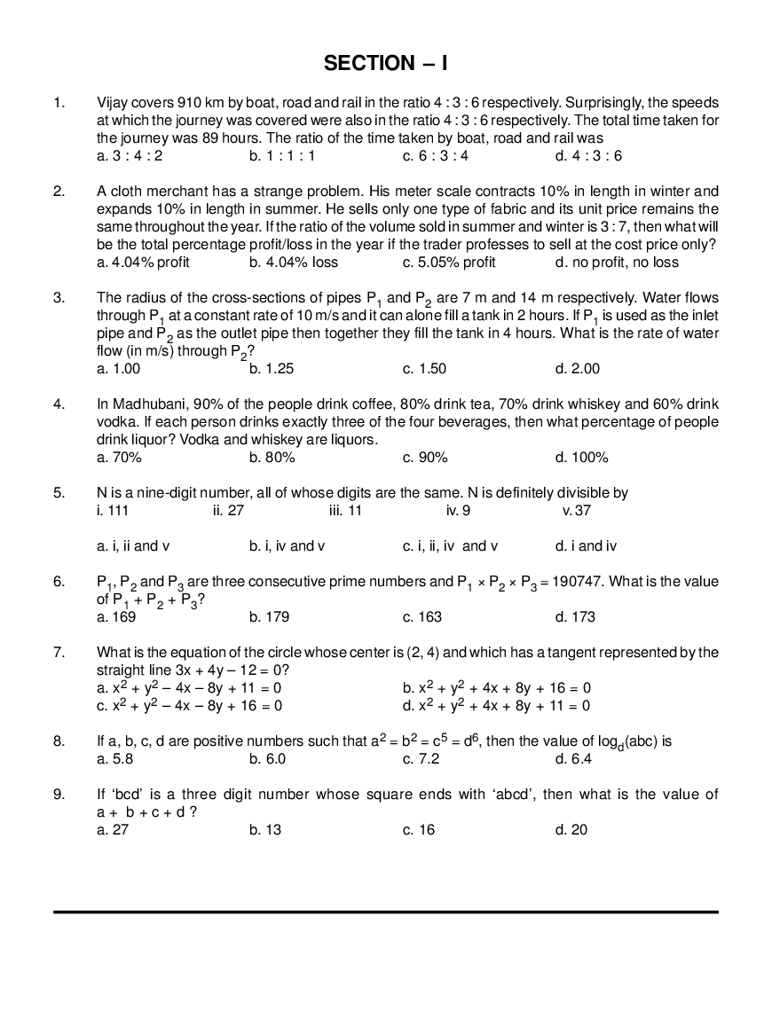CAT Mock Test Paper - 29 Questions & Explanations - Page 2