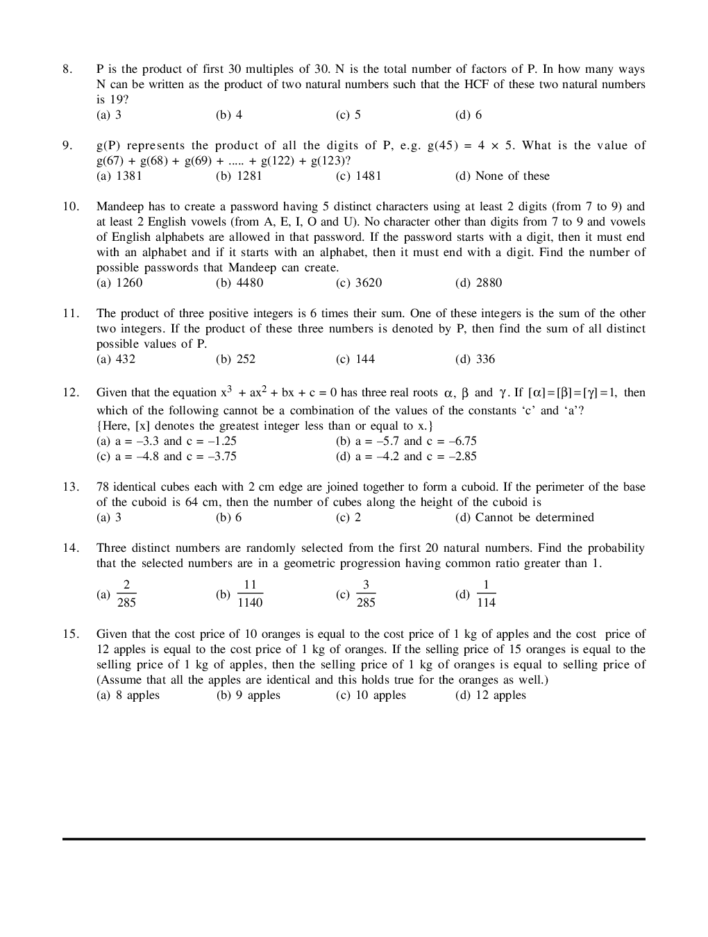 CAT Mock Test Paper - 31 Questions & Explanations - Page 3