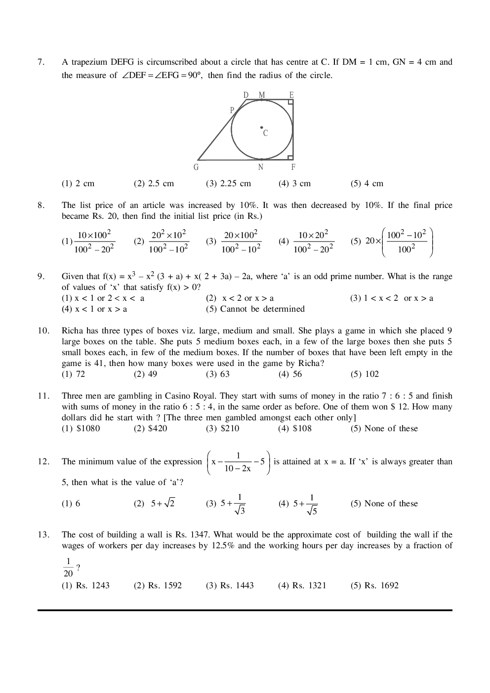 CAT Mock Test Paper - 46 Questions & Explanations - Page 3
