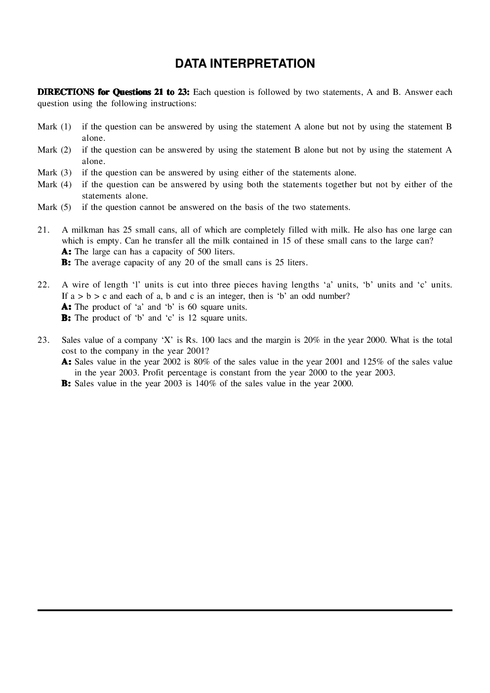 CAT Mock Test Paper - 46 Questions & Explanations - Page 5