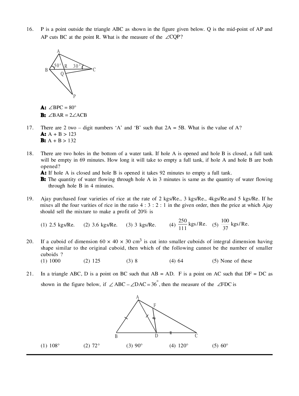 CAT Mock Test Paper - 52 Questions & Explanations - Page 5