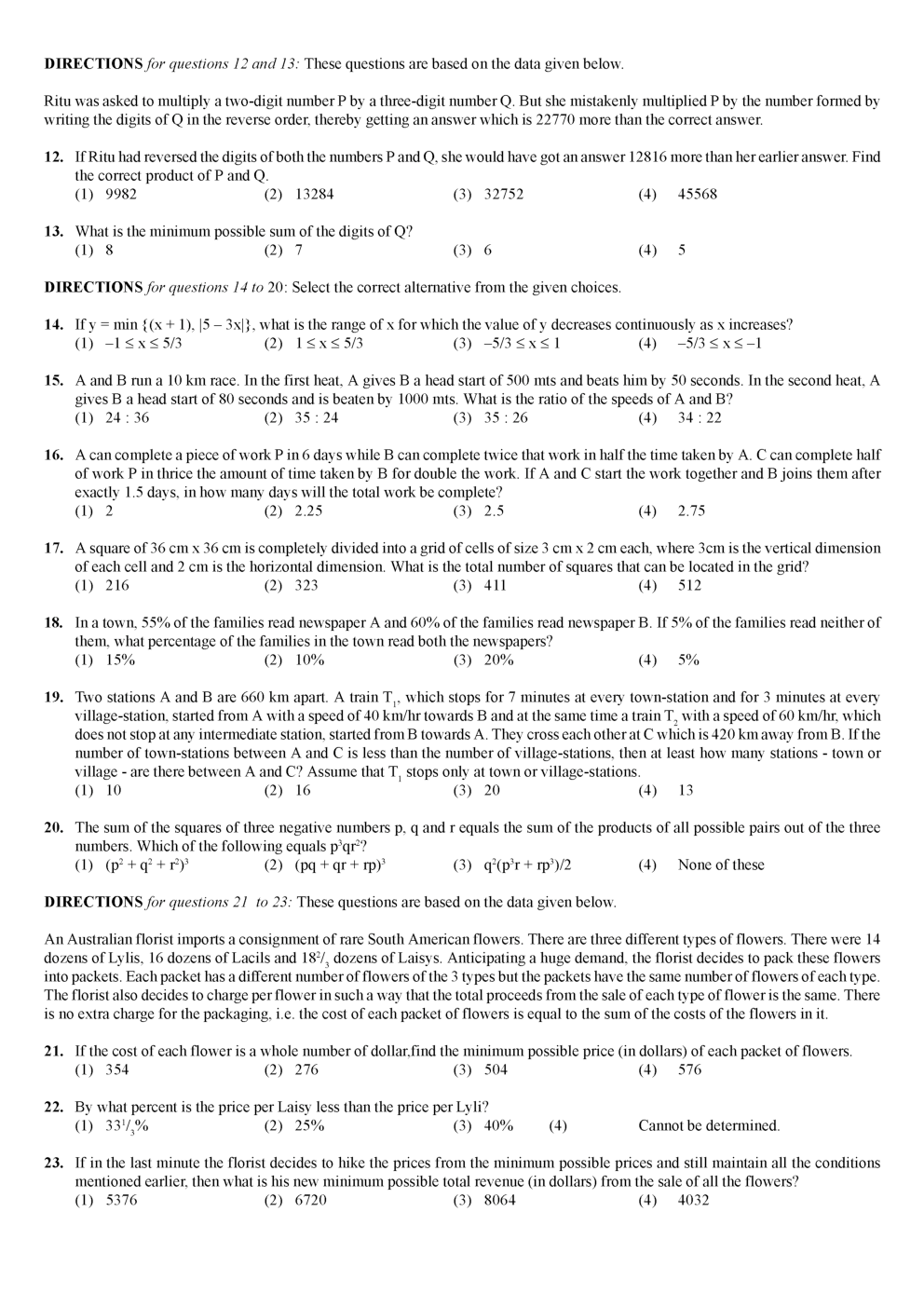 CAT Question With Answer Paper-2 - Page 3