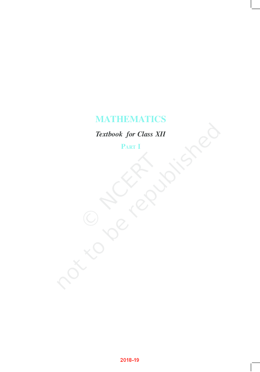 NCERT Mathematics - I Textbook For Class XII - Page 2
