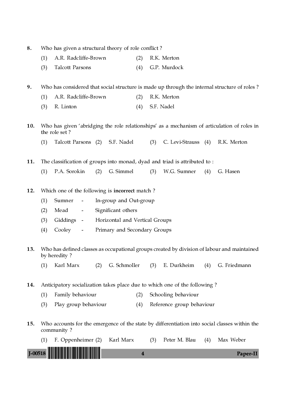  UGC Net Previous Year Question Paper With Solution Sociology For 2018 (Paper II) - Page 5