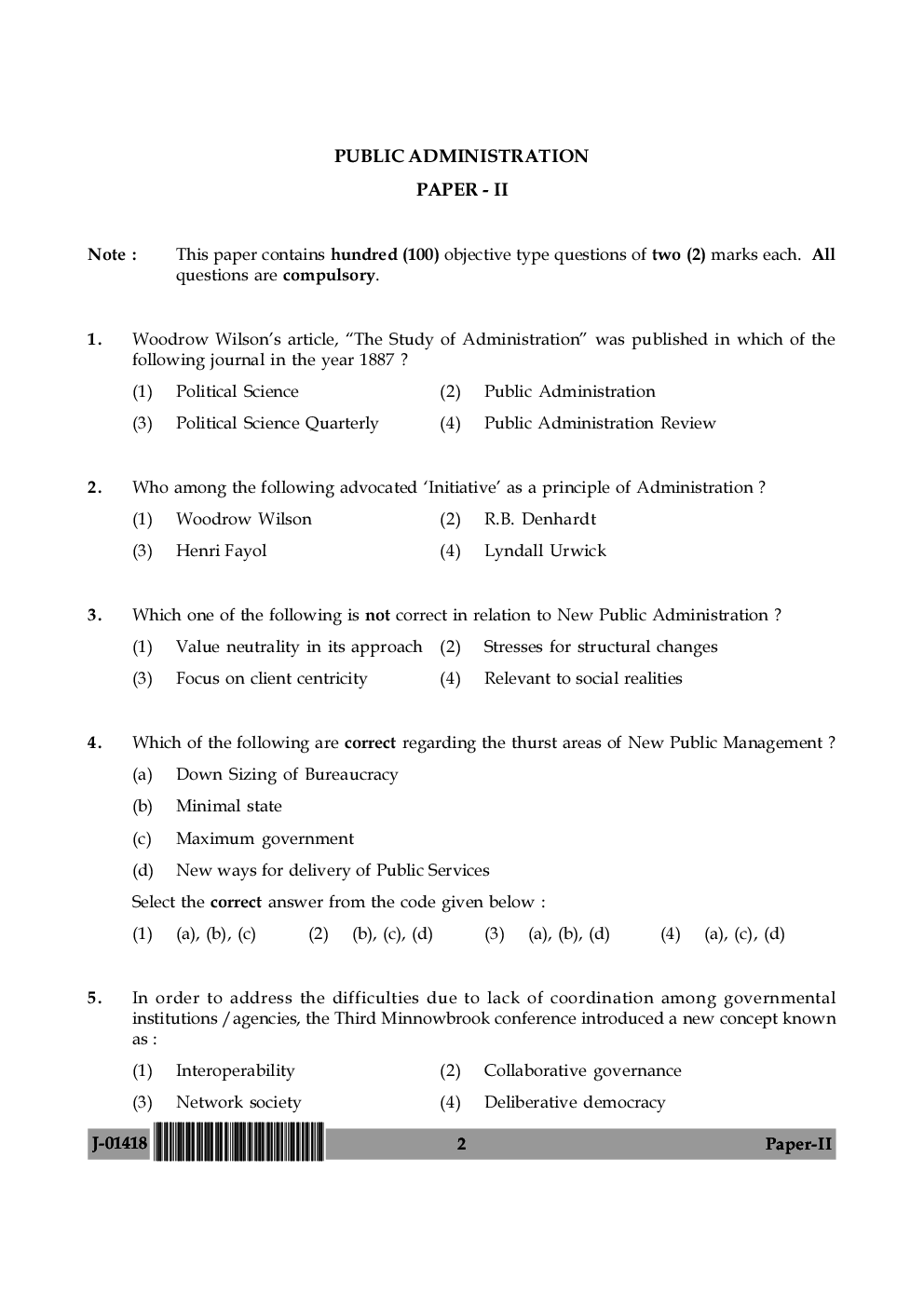  UGC Net Previous Year Question Paper With Solution Public Administration For 2018 (Paper II) - Page 3