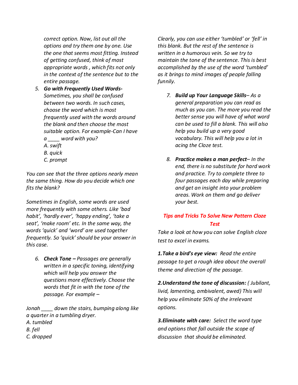 MCQs English (Cloze Test) With Solutions - Page 4