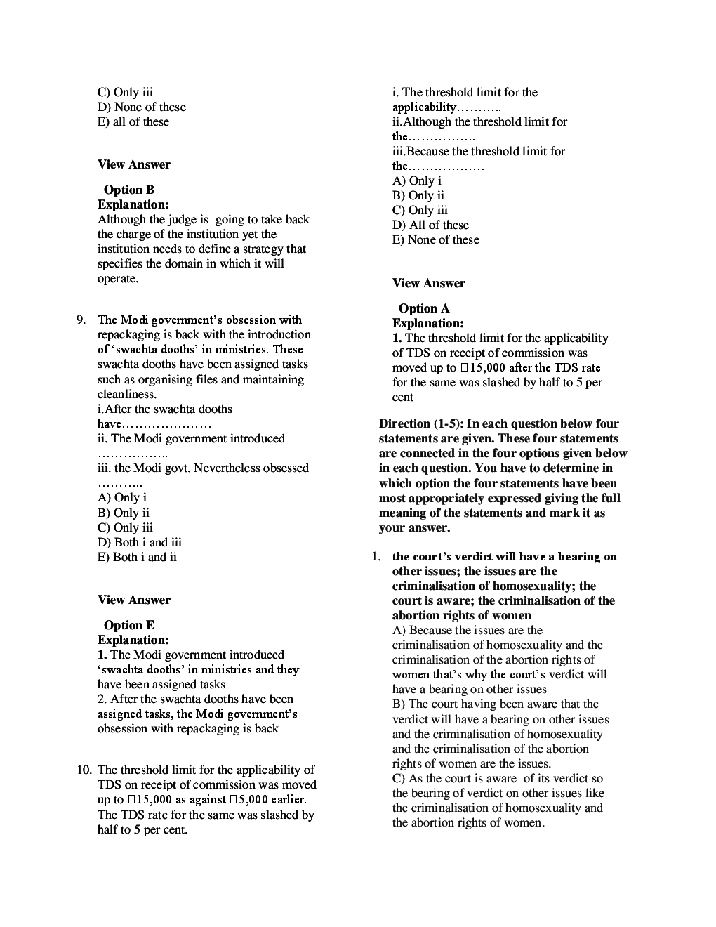 MCQs English (Sentence Connectors) With Solutions - Page 5