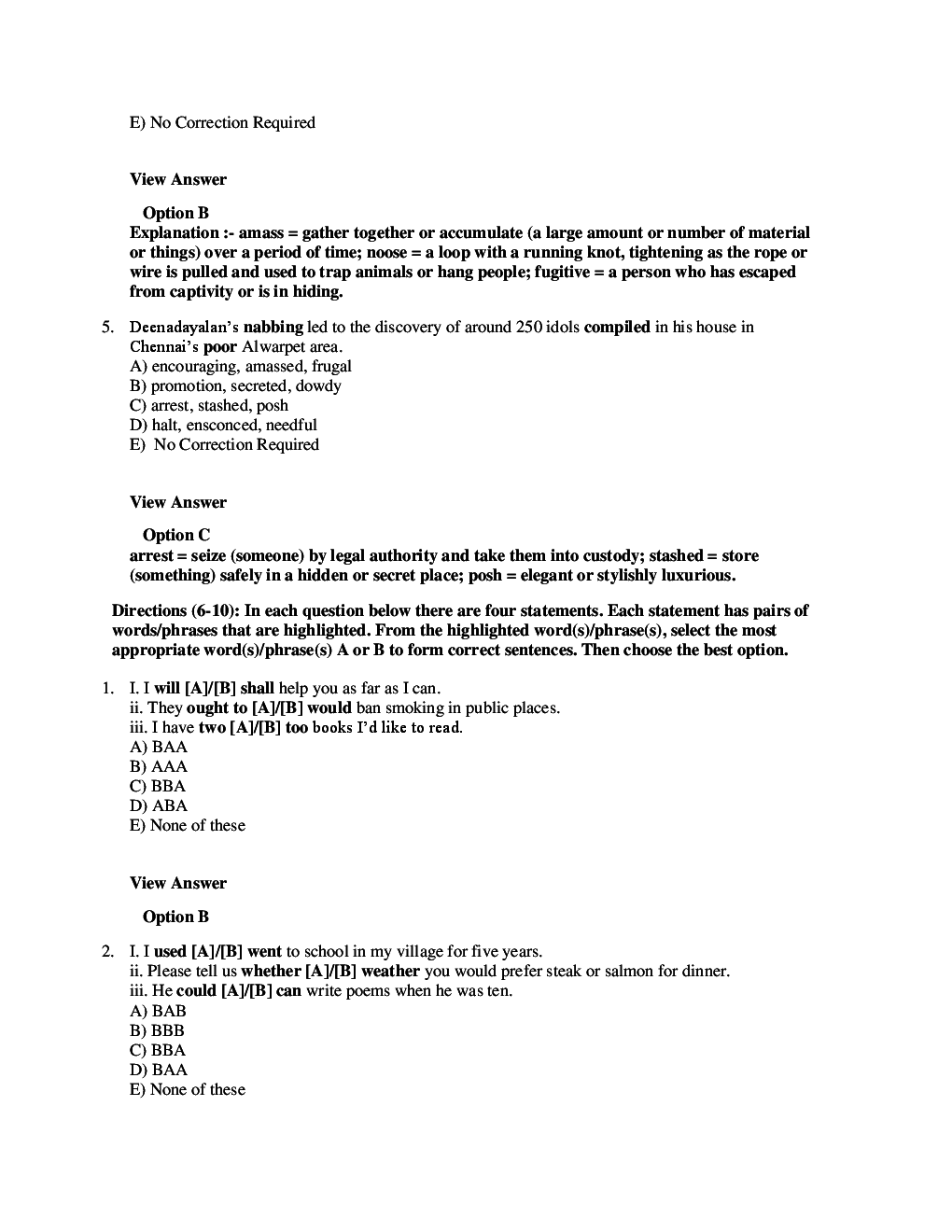 MCQs Mixed English-I With Solutions - Page 4