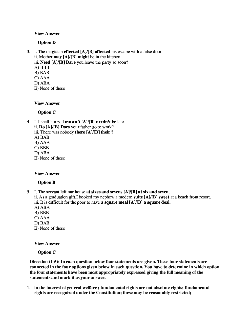MCQs Mixed English-I With Solutions - Page 5
