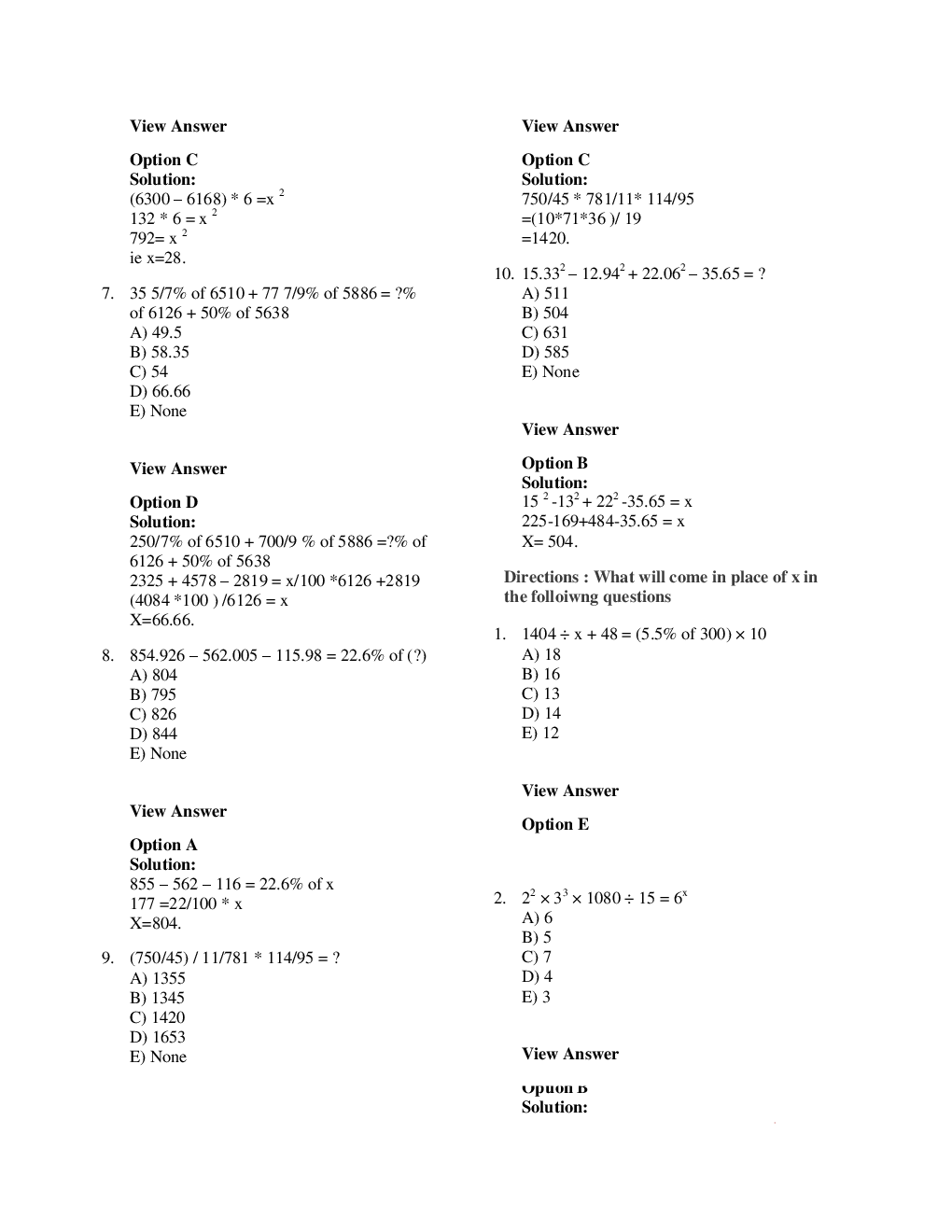 MCQs Quantitative Aptitude (Simplification Approximation-I) With Solutions - Page 4