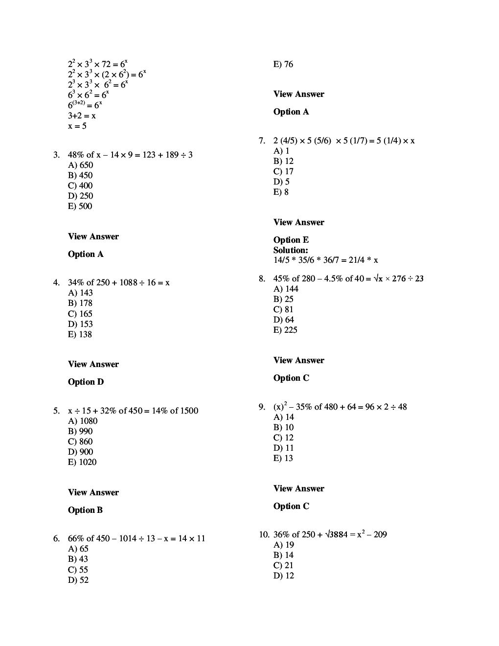 MCQs Quantitative Aptitude (Simplification Approximation-I) With Solutions - Page 5
