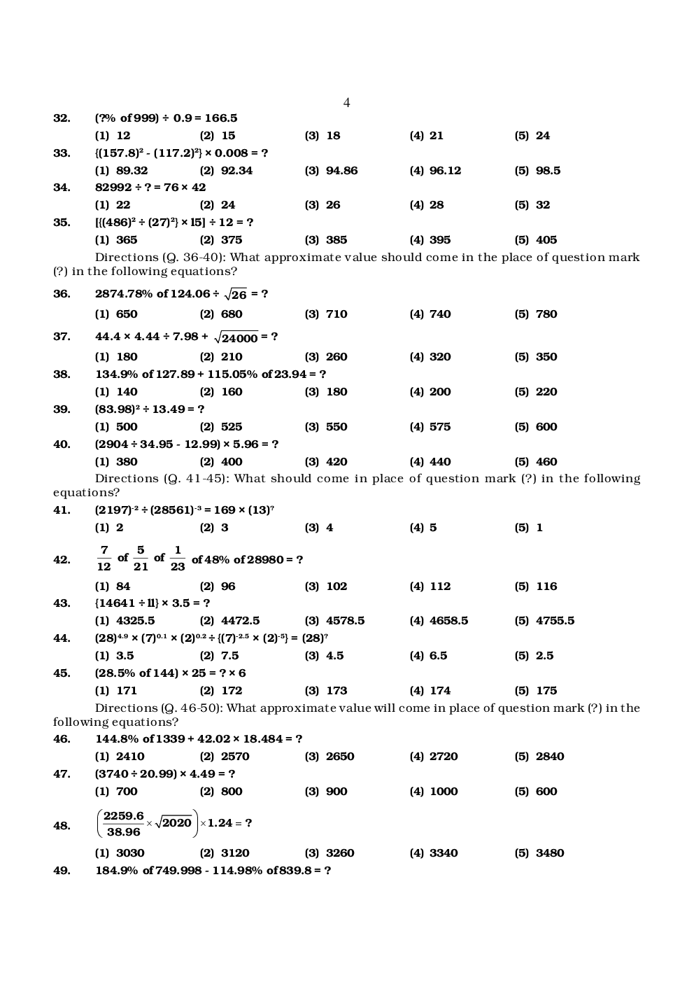 MCQs Quantitative Aptitude (Simplification Approximation-II) With Solutions - Page 5