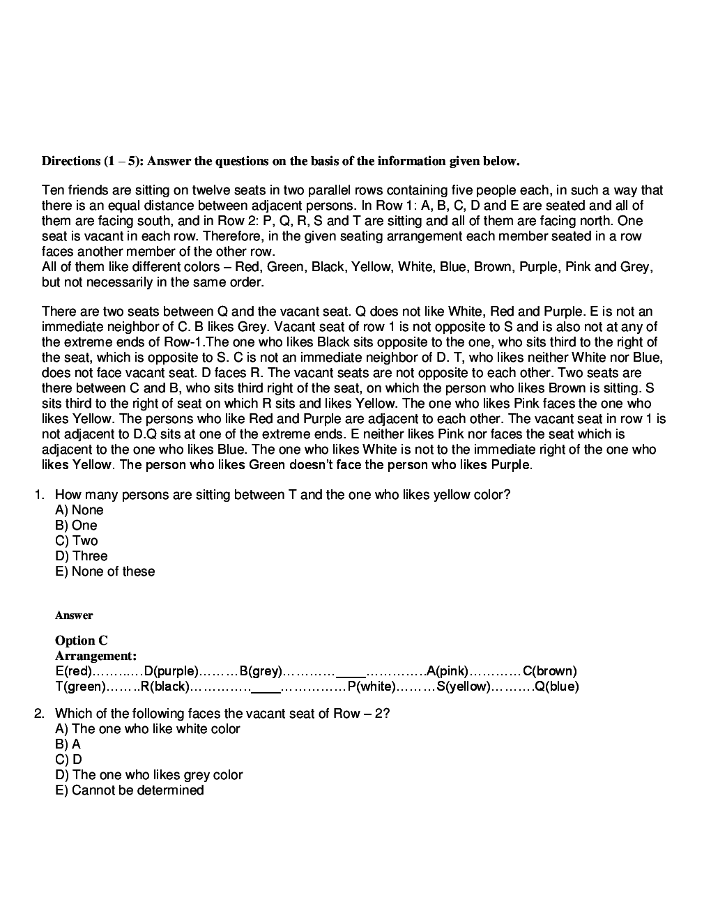 MCQs Reasoning (New Pattern Seating Arrangement) With Solutions - Page 3