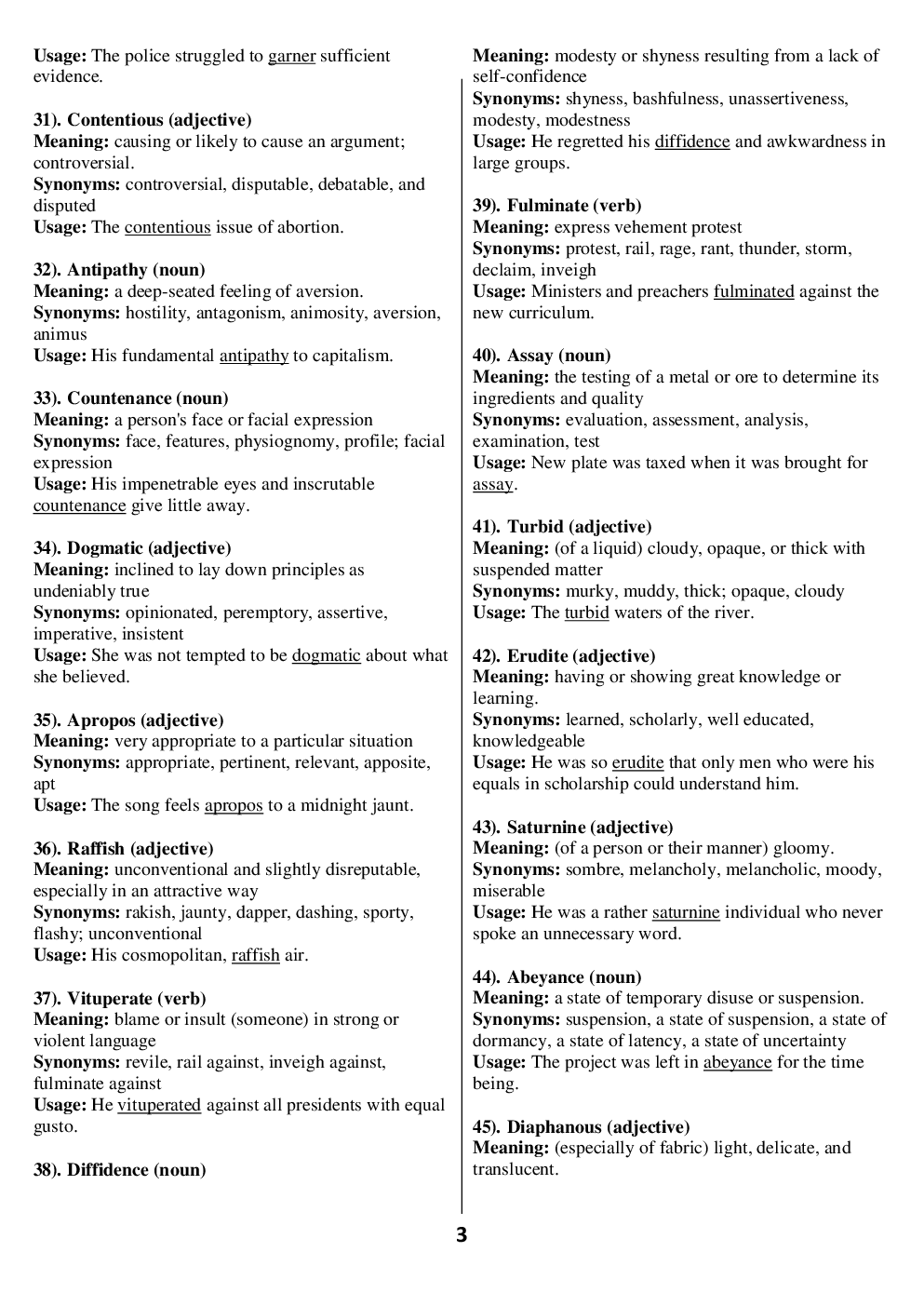 Study Notes English (1000 Vocabulary Words) - Page 4