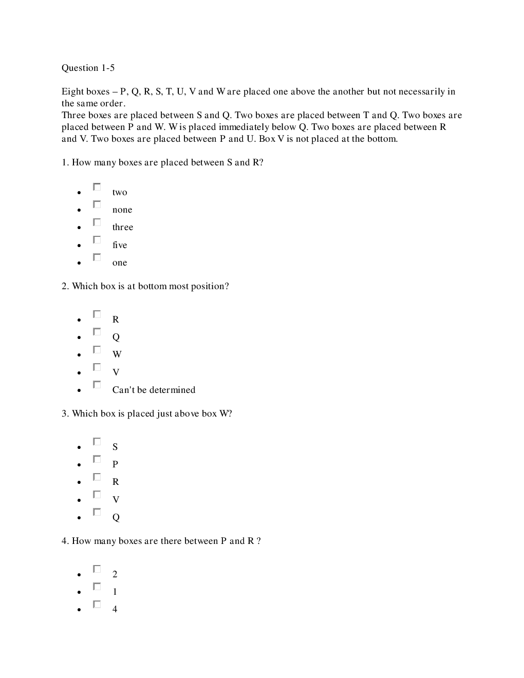 MCQs Reasoning (Box Puzzle) With Solutions - Page 3