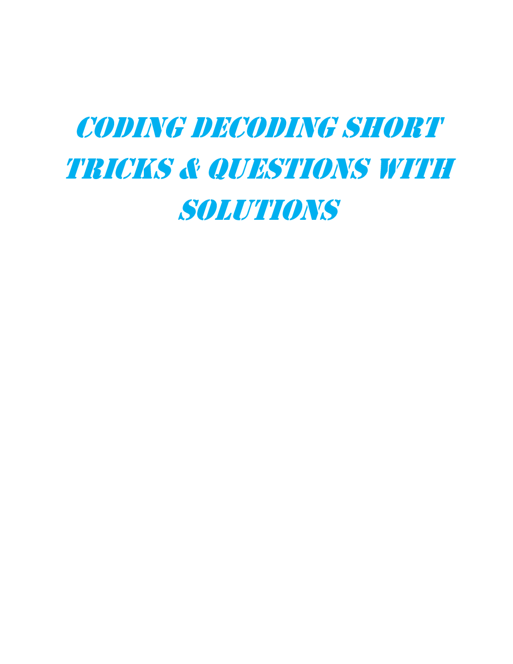 Download MCQs Reasoning (Coding Decoding) With Solutions PDF Online ...