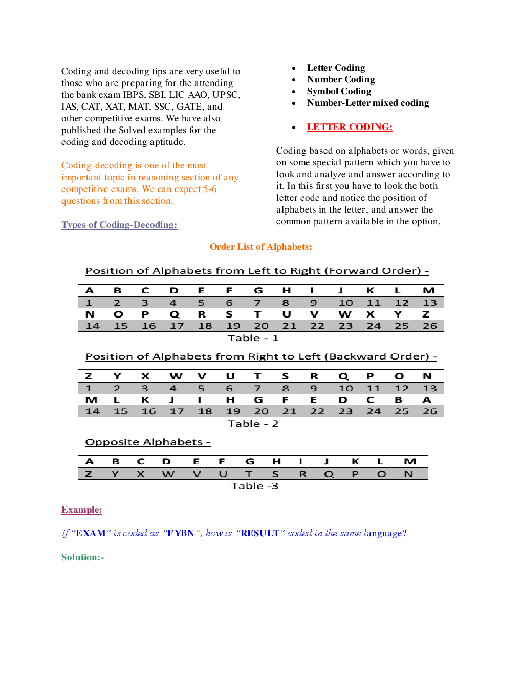 Download MCQs Reasoning (Coding Decoding) With Solutions PDF Online ...