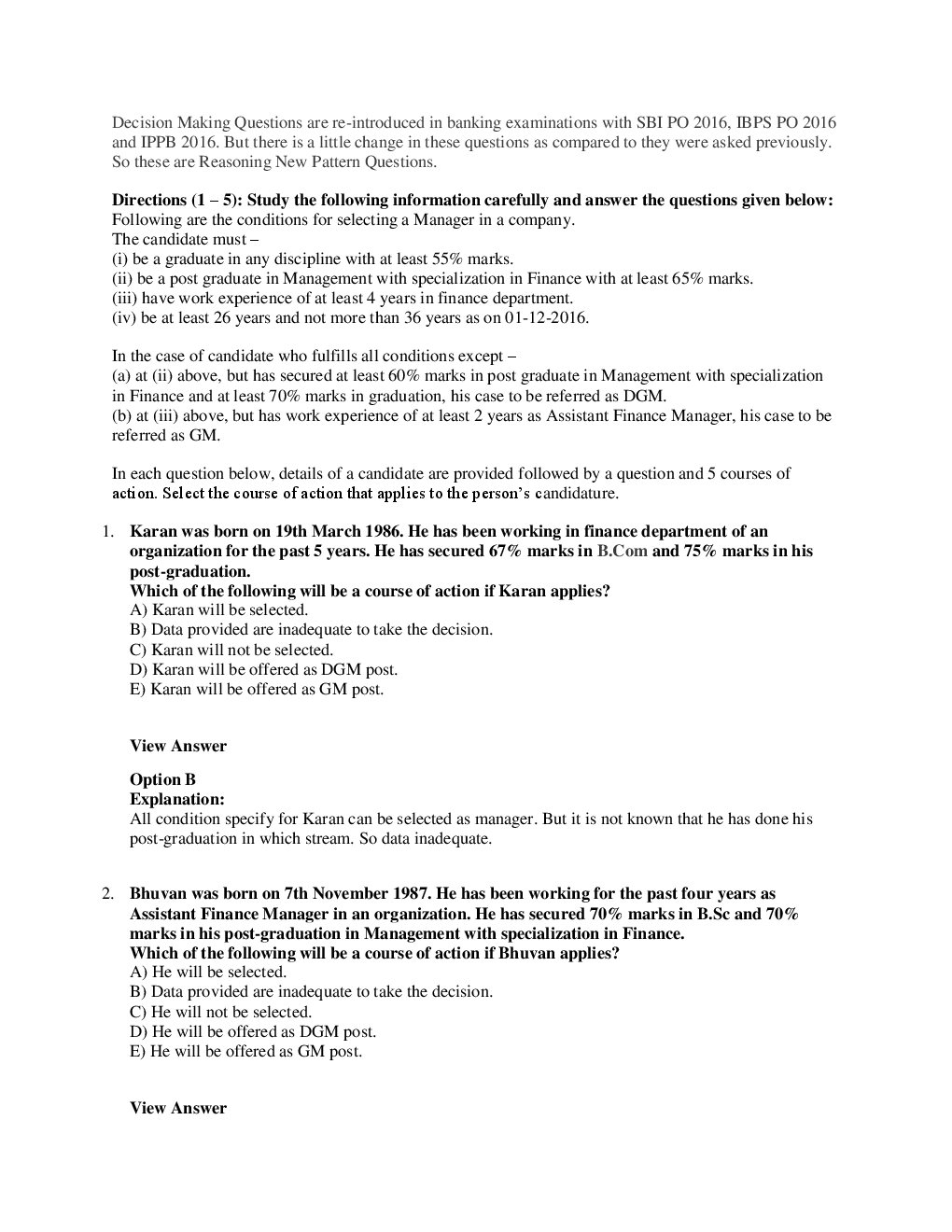 Decision Making Important Questions With Solutions - Page 3