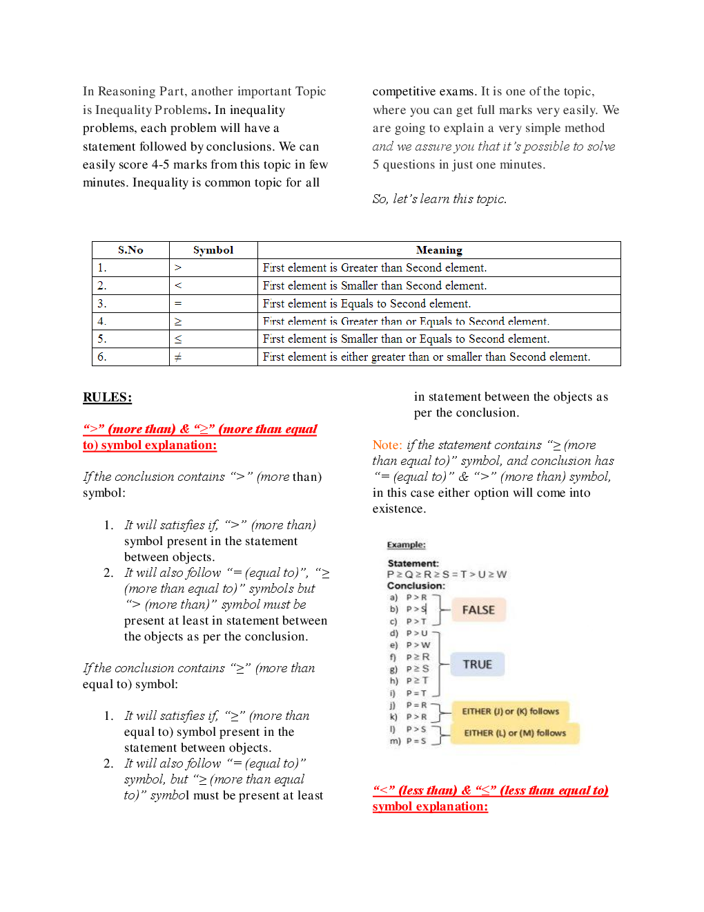 MCQs Reasoning (Inequality) With Solutions - Page 3