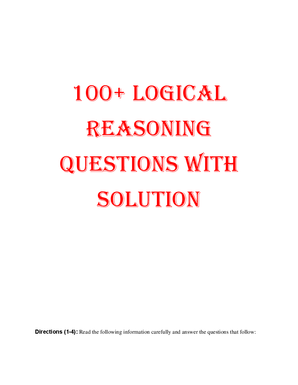 MCQs Reasoning (Logical Reasoning) With Solutions - Page 2